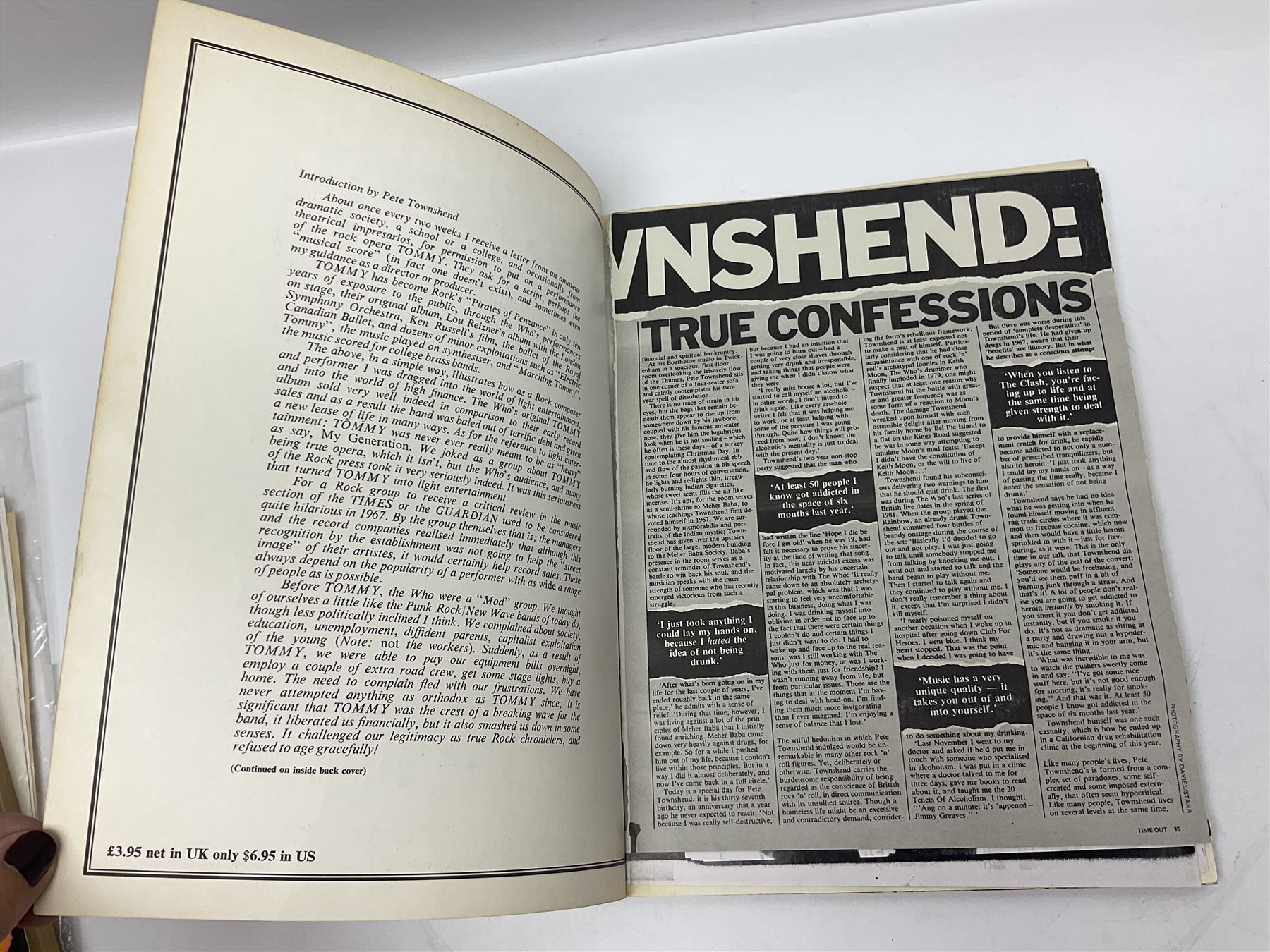 Pete Townshend 'The Who' - archive of correspondence with John Bycroft of Hull acknowledging receipt of various song lyrics sent by him to Townshend 1977 - 1982; comprising eighteen letters on varying letter heads including personalised; embossed; The Boathouse Ranelagh Drive Twickenham; No.2 The Embankment Twickenham; and Eel Pie Music; there are two undated manuscript letters signed Pete; and sixteen typed letters either signed Pete Townshend (3), Pete (4), Judi (Waring), Lin (Gibson) or Carla Rankine; together with The Story of Tommy by Richard Barnes and Pete Townshend and two other books on The Who.