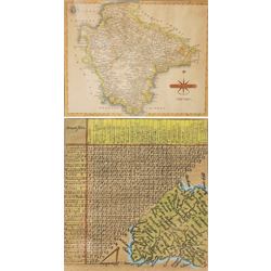 Jacob Van Langeren (Dutch 17th century): 'Devonshire' mileage chart, 17th century engraved...