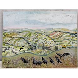 Richard Snowden (British 1950-2014): 'Going to Play Cricket', gouache signed and titled 44cm x 58cm (unframed)