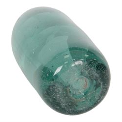 Three Victorian green glass dump paperweights with floral sulphur inclusions, tallest H17cm