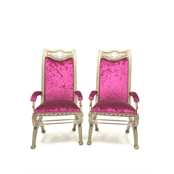 Pair Cappelletti Cantu Italian gilt framed high back armchairs, W56cm, H122cm