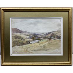 Frank Rousse (British fl.1897-1917): 'River Esk - Upstream from Whitby', watercolour signed, inscribed verso 26cm x 37cm