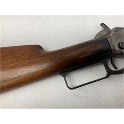 Marlin Firearms Co. USA 'Safety' .32 rim-fire rifle dated 1892, the 61cm barrel with magazine tube under, walnut stock with under lever cocking and crescent butt plate, serial no.153534, L103.5cm