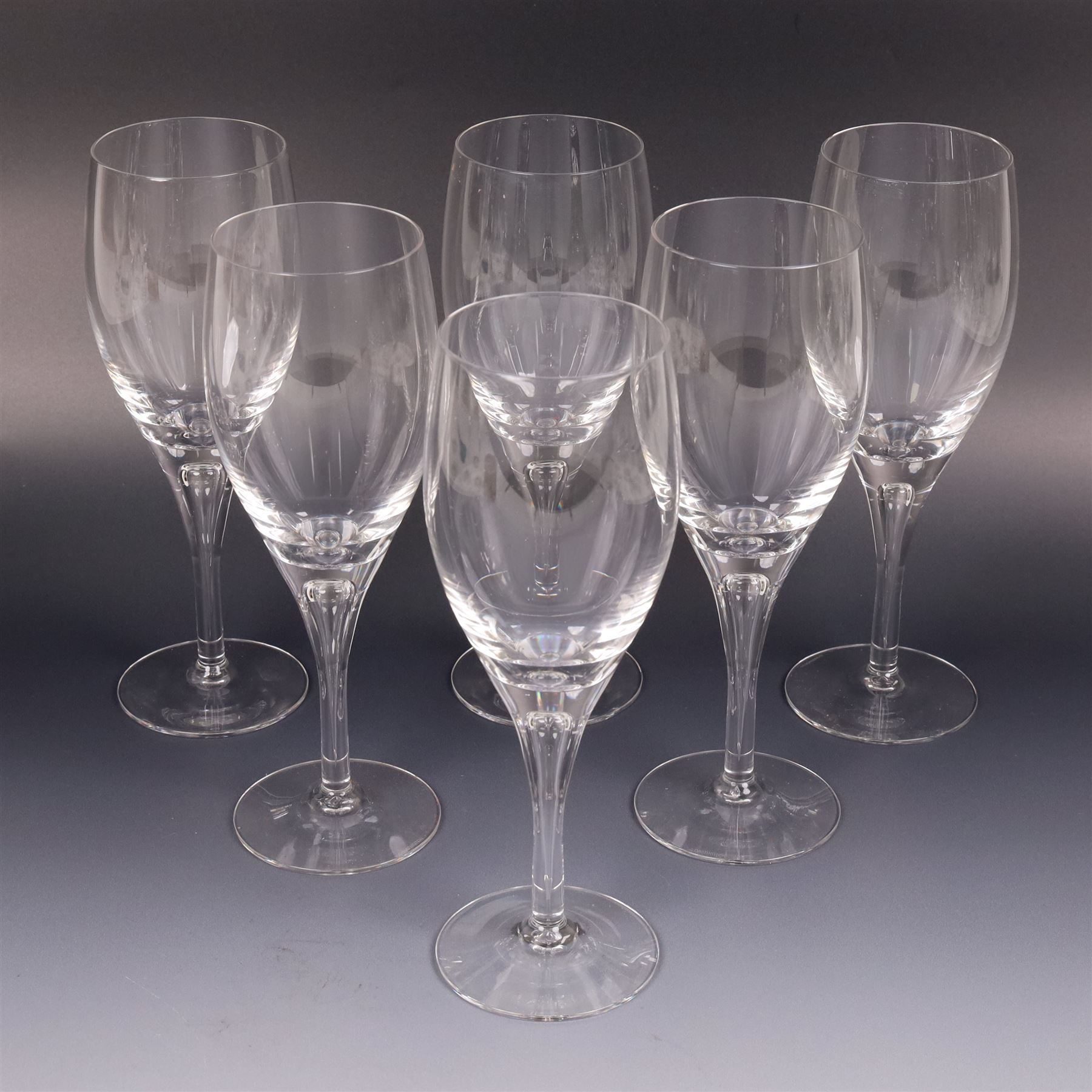 Dartington Crystal Charlotte suite for six, comprising wine, flutes, goblets and water glasses, all with boxes 
