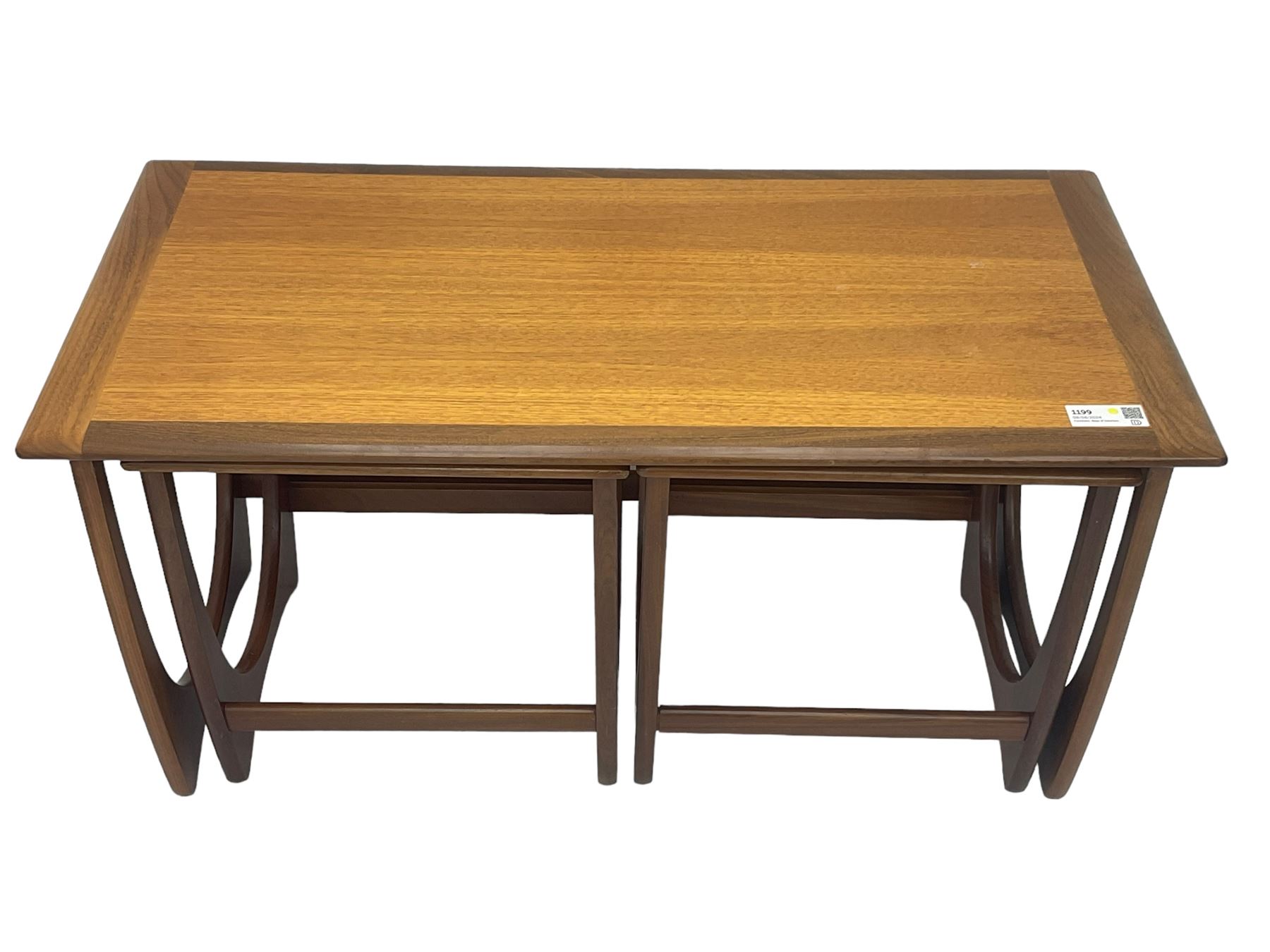 G-Plan - teak 'Astro' long-john nest of three tables, large rectangular coffee table and two square nesting tables