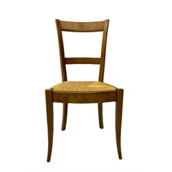 Grange Furniture cherry wood dining table, and eight chairs with rush seats