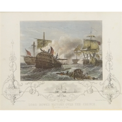  'Her Majesty's Despatch Gun-Boats', 'The Transport Fleet Embarking at Varna', 'HMS Collingwood' and 'Lord Howe's Victory', four 19th century engravings max 25cm x 36cm (4)  