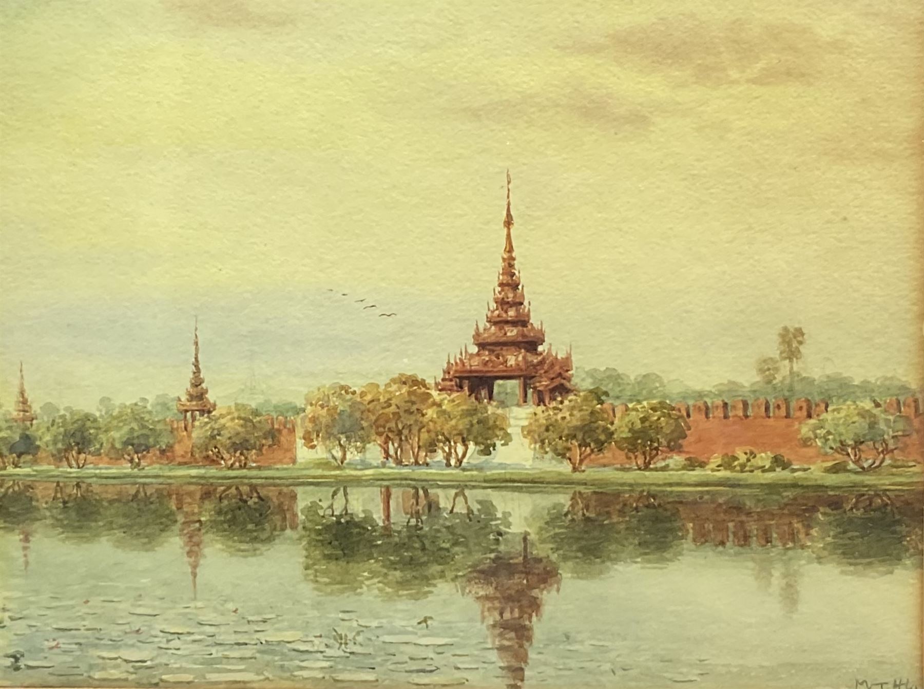 Maung Tun Hla (U Tun Hla) (Burmese 1874-1946): The Shwedagon Pagoda, pair watercolours signed M T Hla 16cm x 21cm (2)