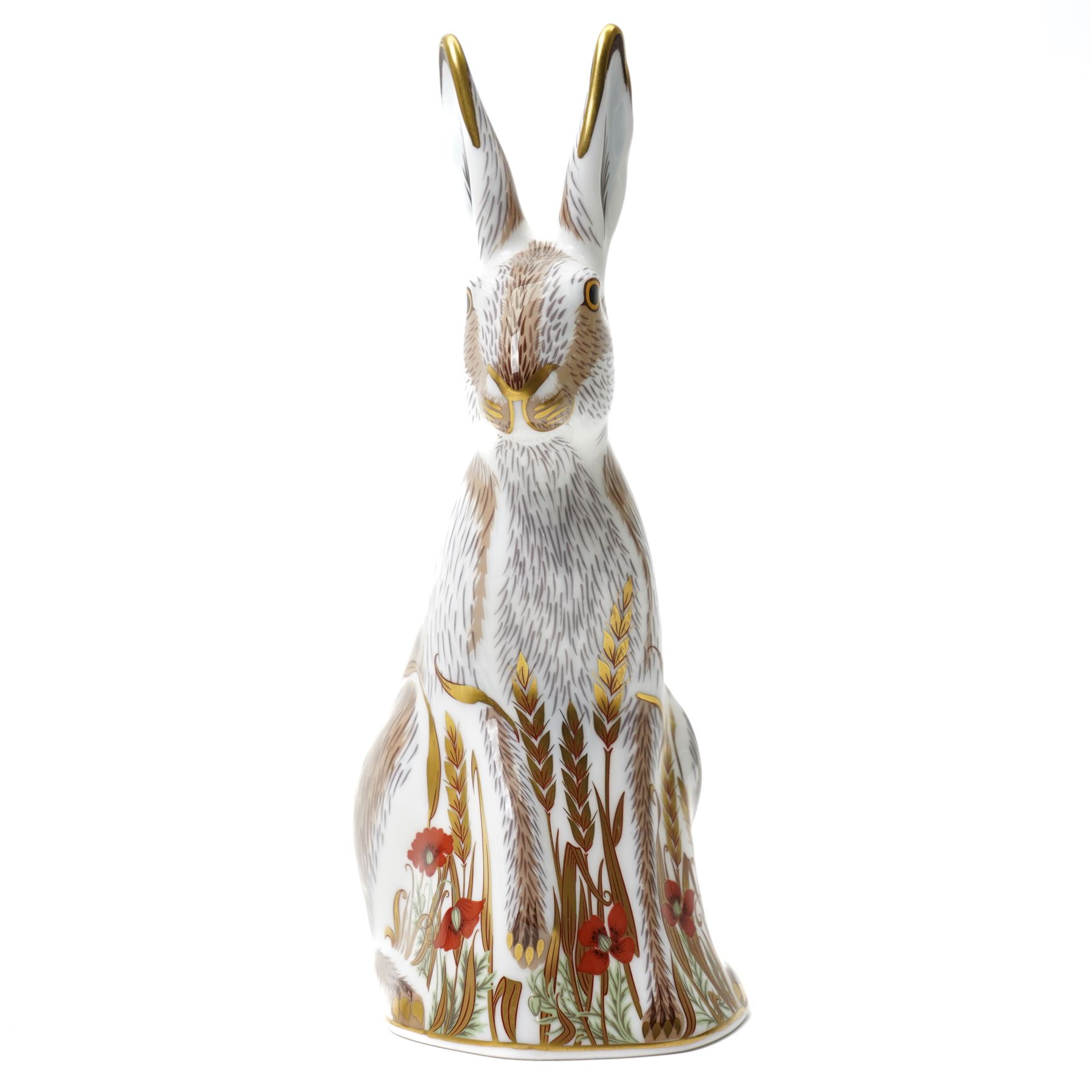 Royal Crown Derby 'Midsummer Hare' paperweight, with gold stopper, boxed, H17cm 