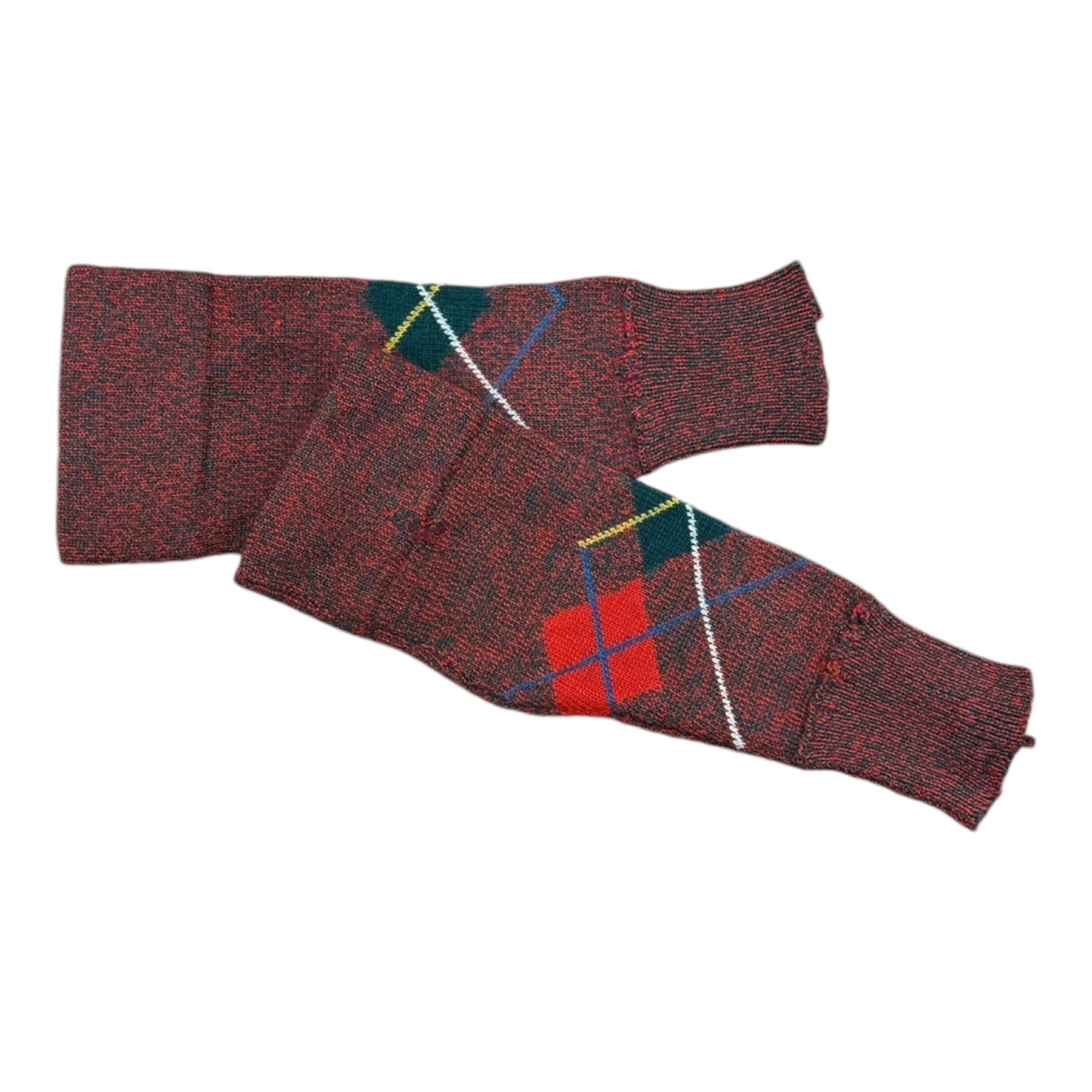 Set of mid 20th century bagpipes, with McLeod chanter, Royal Stuart cover, tassels, ribbons and spare accessories, contained within a wooden carry case, together with a Scarborough Highland Pipe Band uniform, comprising black highland dress jacket, Royal Stuart kilt, Glen Garry hat, Swinging Six sporren, Sgian Dubh knife, piper's dirk with knife and fork, etc