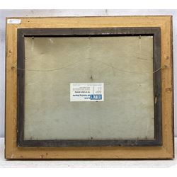 Lewis Creighton (British 1918-1996): Sheep Wandering the Moors, oil on board signed 39cm x 49cm 