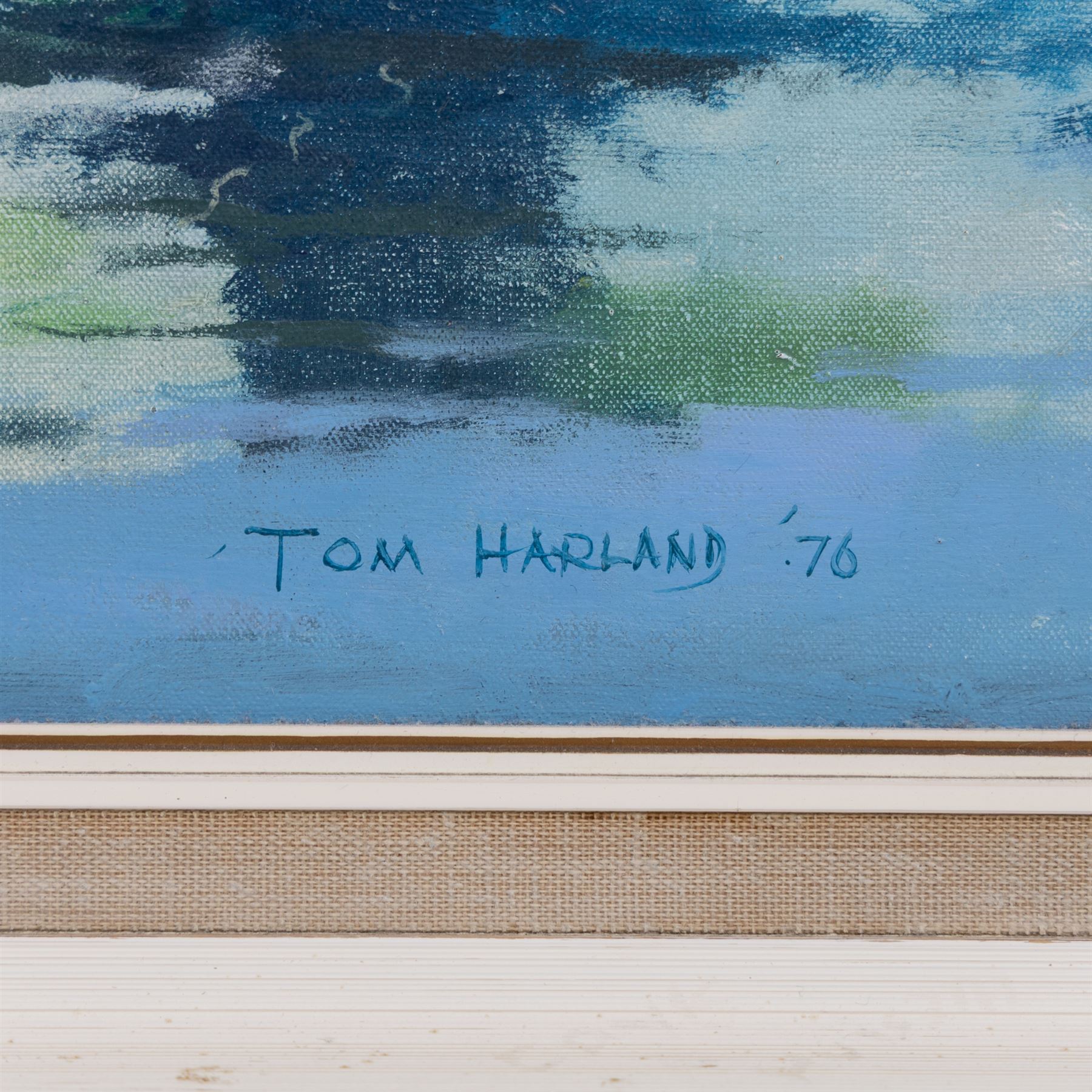 Tom Harland (Yorkshire 1945-2012): Cornish Harbour Scene, oil on canvas signed 60cm x 80cm
