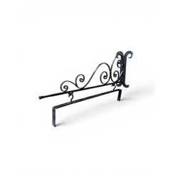 Blacksmith made wrought metal wall hanging sign bracket, scrollwork detail, including wall...