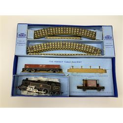 Hornby Dublo - three-rail EDG18 Tank Goods Train set with BR black 4MT Standard 2-6-4 tank locomotive No.80054, one open wagon, brake van and quantity of track, boxed with instructions.