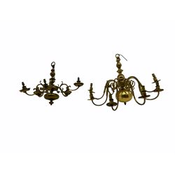 Two brass Dutch style chandeliers
