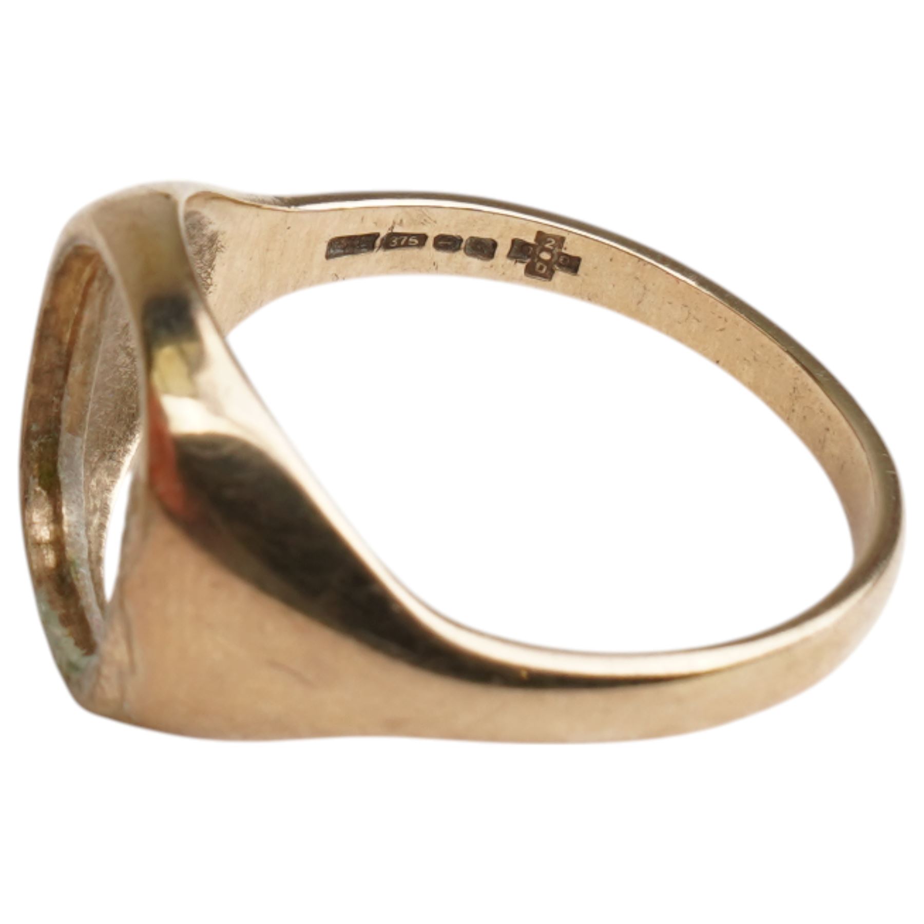 9ct gold signet ring mount, hallmarked