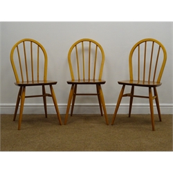  Set three Ercol ash and elm hoop back chairs (3)  
