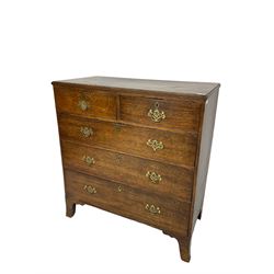 19th century oak chest, moulded rectangular top over two short and three long drawers, on bracket feet
