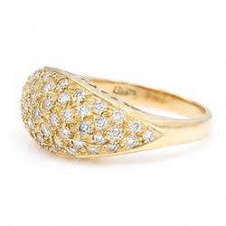 18ct gold diamond dome ring, pave set with round cut diamonds, London import mark 1989