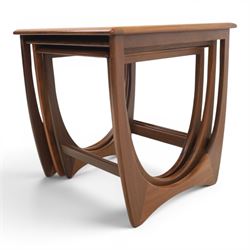 G-Plan - 'Astro' teak nest of three tables, square top with shaped supports