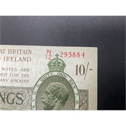 United Kingdom of Great Britain and Ireland Fisher second issue ten shillings banknote ‘N12 293884’