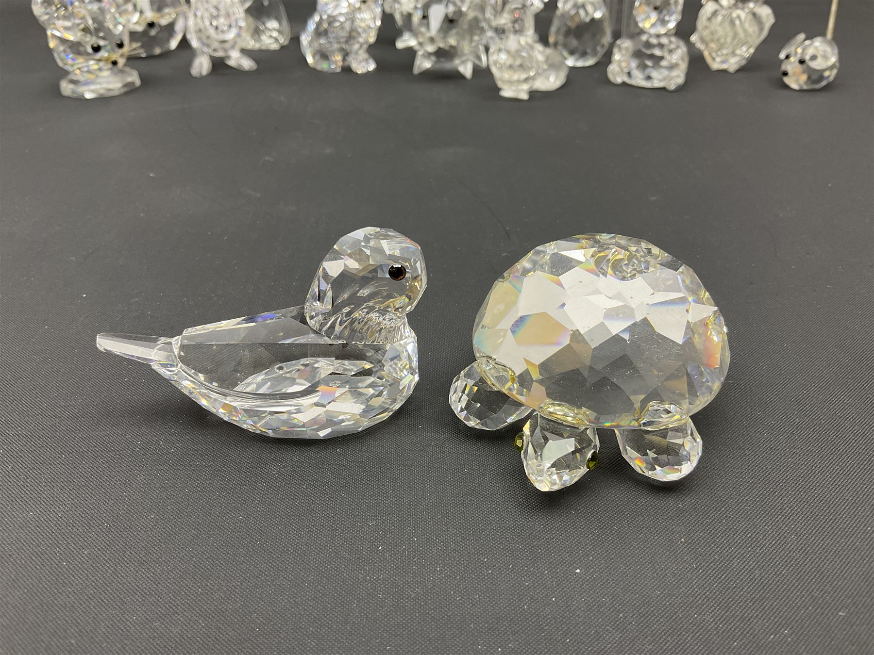 Collection of Swarovski Crystal animals, to include hedgehogs, snails, birds, mice and snakes, etc