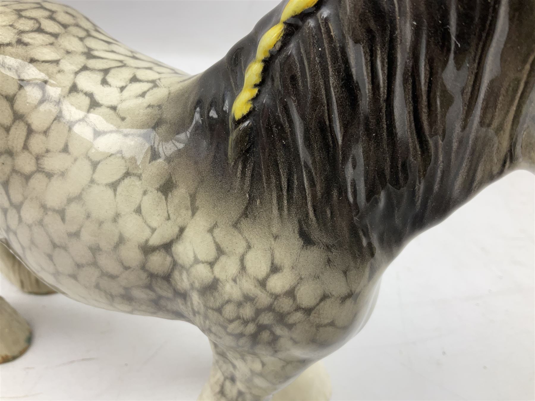 Beswick Shire horse in rocking horse grey no. 818, with printed mark beneath, H21cm