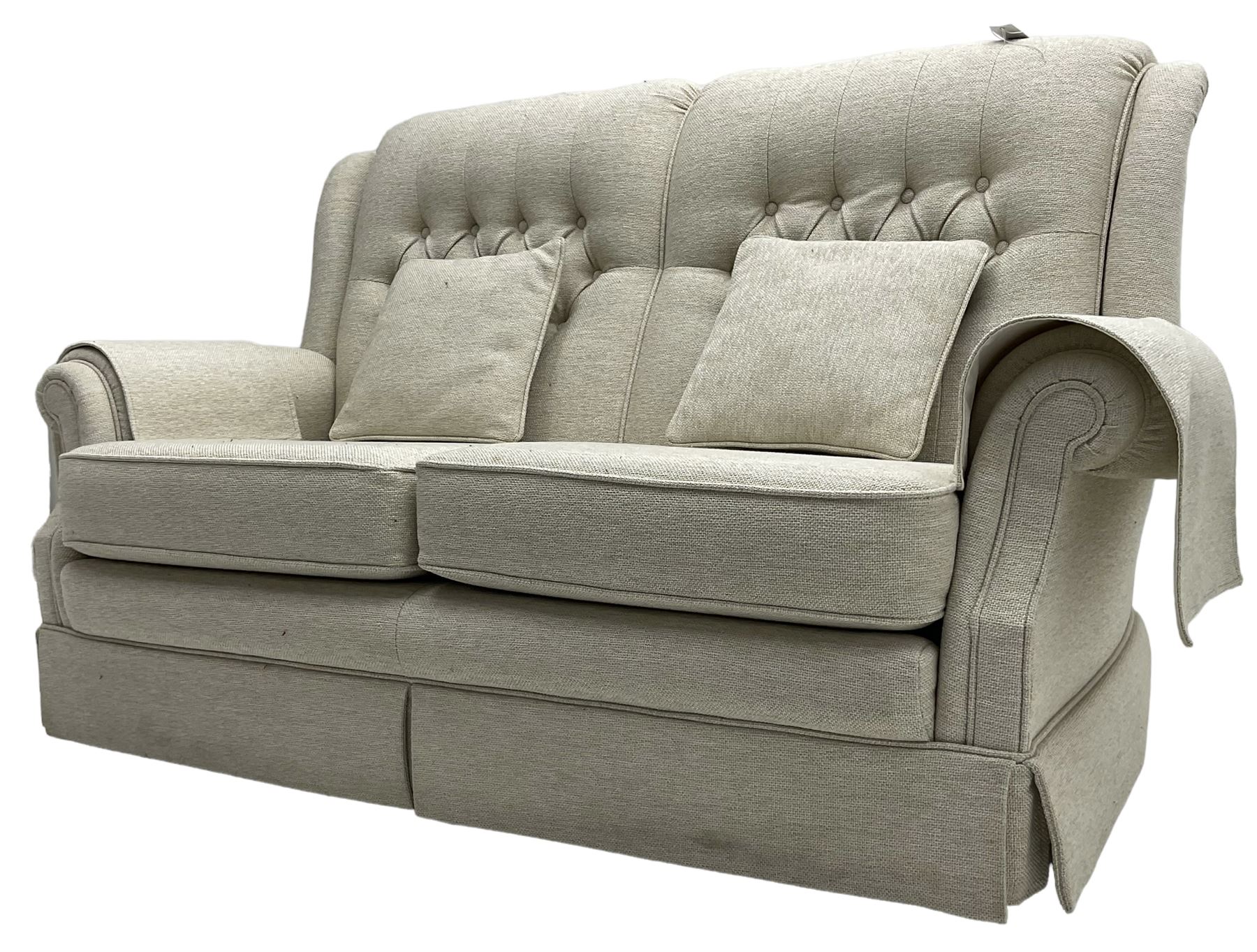 Vale Bridgecraft Furniture - 'Amalfi' two-seat sofa upholstered in beige fabric