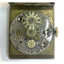 Swiss early 20th century 9ct gold manual wind Jump Hour wristwatch watch, Glasgow import marks 1932, on expanding gilt strap