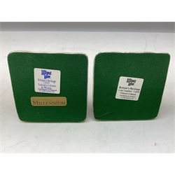 Five Lilliput Lane models from the 'Britain's Heritage' collection, comprising The Royal Albert Hall, Windsor Castle Round Tower, Eros and Nelson's Column and another snowed, all boxed