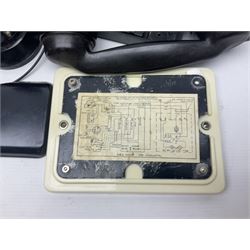 Collection of phone headsets, including GPO bakelite examples, together with other telephone parts 