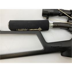 Crosman .22 air rifle with gas cylinder, model AS2250, with bolt action, skeleton stock, moderator and Hawke 4x32 telescopic sight with infra red facility, serial no.803B11493, L88.5cm