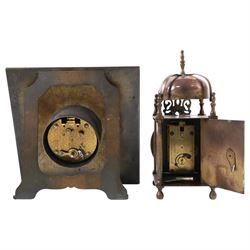 Early 20th century Smiths brass lantern clock, together with serval other mantel clocks