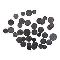 Approximately 16 grams of Great British pre-1920 and approximately 160 grams of pre-1947 silver coins, together with further pre-decimal coins, a Guernsey 1868 eight doubles, and an Ireland George III 1769 half penny