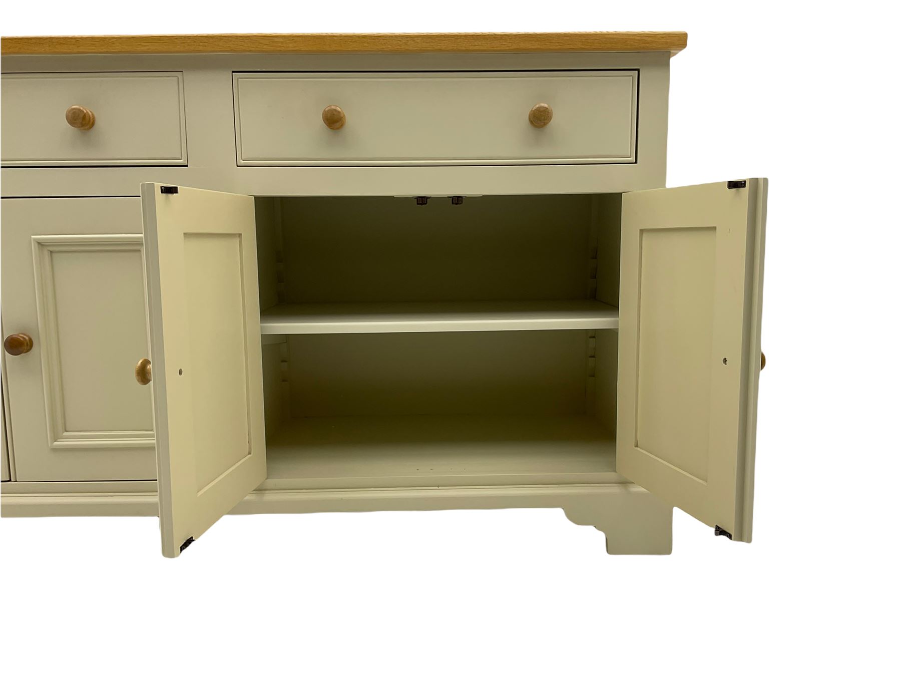 Neptune Furniture - Chichester oak and cream painted sideboard, two drawers over two double cupboards, bracket feet