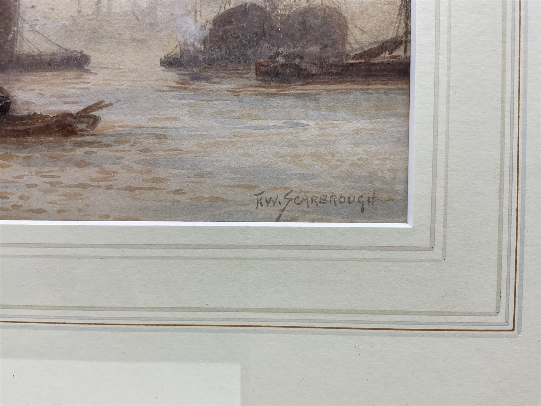 Frank (Frederick) William Scarborough (British 1860-1939): 'Sunset - Tower Pool London' and 'London Bridge', pair watercolours signed and titled 17cm x 24cm (2)