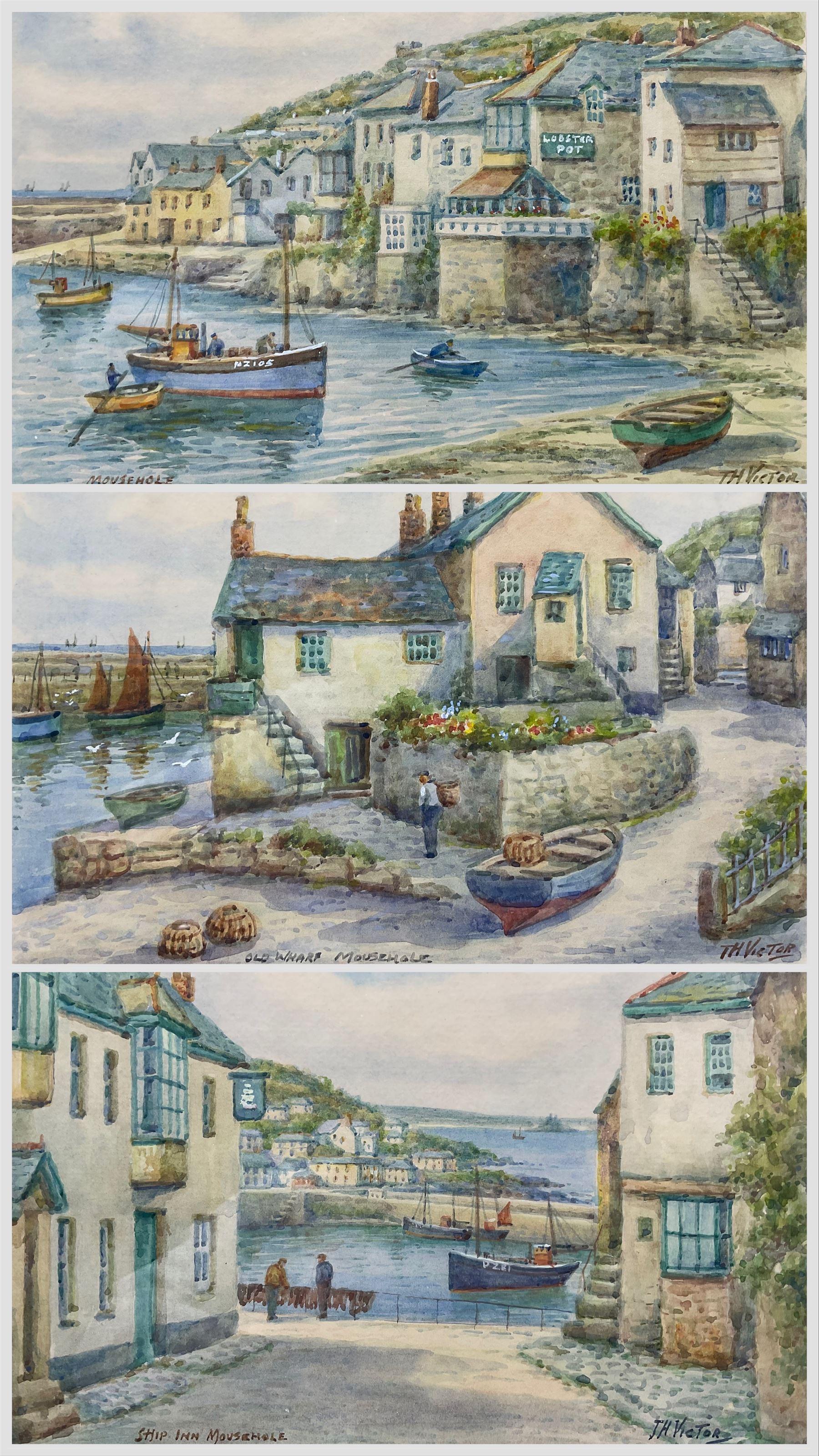 Thomas Herbert Victor (British 1894-1980): 'Mousehole', set of three watercolours signed and individually titled 18cm x 26cm (3)