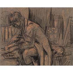 Sidney Horne Shepherd (British 1909-1993): Life Drawing, graphite on paper signed 30cm x 24cm; Maurice Feild (British 1905-1988): The Artist in the Studio, mixed media unsigned 16.5cm x 21cm (2)