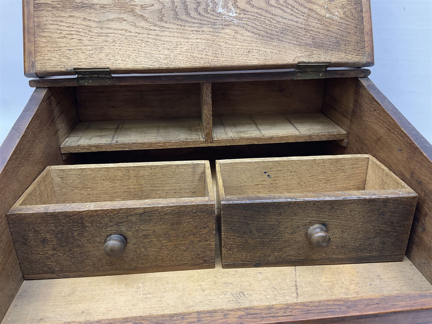 Wooden writing box together with two brass seals, Cabouchon ballpoint pen in box and a twenty eight years calendar 