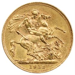King George V 1912 gold full sovereign coin