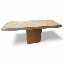 Barker & Stonehouse - sienna gold stone console table, on brown faux leather base