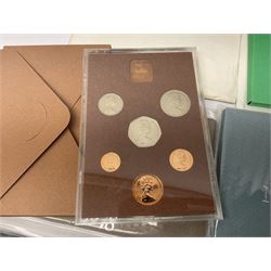 Eleven Great British coin year sets, dated 1972, 1973, 1974, 1975, 1976, 1977, 1978, 1979, 1980, 1981 and 1982, all in plastic displays with card covers