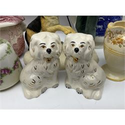 Royal Doulton figure Fetch, together with a pair of Royal Doulton Staffords style dogs and other ceramics 