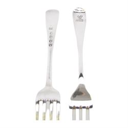 Georgian silver matched Old English pattern canteen for twelve place settings, comprising table spoons, table forks, dessert spoons, and side forks, hallmarked London, dates ranging from 1798 to 1828, various makers marks, contained within a later oak fitted box with engraved brass cartouche to the hinged cover
