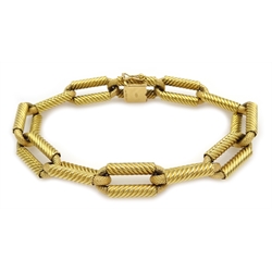  18ct gold rope twist rectangular link bracelet import marks H Samuel Birmingham 1961, approx 25gm  