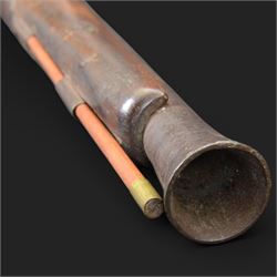 Blunderbuss flintlock long pistol, with 42.5cm flared steel barrel, with later ram rod beneath barrel, overall L83cm