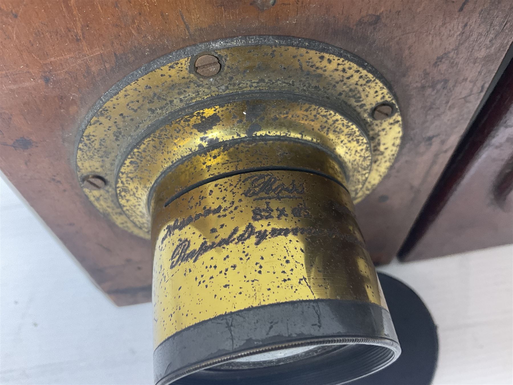 Selection of Brass Camera Lenses, to include Ross London lens 8 1/2 x 6 1/2, Beck Symmetrical lens, etc together with lens holders 