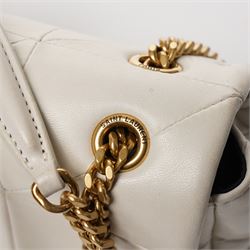 Saint Laurent - ‘Jamie 4.3’ Mini Shoulder Bag, in pale cream quilted lambskin leather, with oversized YSL Cassandre logo, gold-tone hardware and chain and leather shoulder strap, unused with original box and dust bag