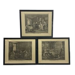 After William Hogarth (British 1697-1764): 'Marriage A-la-Mode' - 'The Marriage Settlement I' 'The Tête à Tête II' and 'The Lady's Death VI', three engravings originally pub.1743-1745, 35cm x 45cm (3)