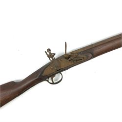 19th century flintlock musket for restoration or display, the repaired walnut full stock with brass mounts and under barrel ramrod L176cm
